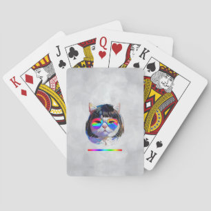 Cat in a Wig + Sunglasses (Painting #7 + RGB) Poker Cards