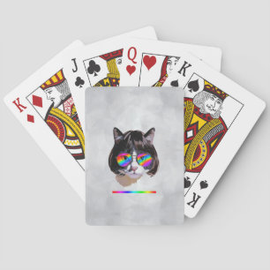 Cat in a Wig + Sunglasses (Painting #8 + RGB) Poker Cards