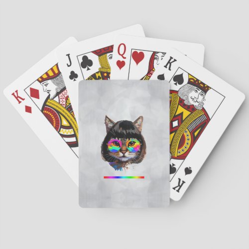 Cat in a Wig + Sunglasses (Painting #9 + RGB) Poker Cards