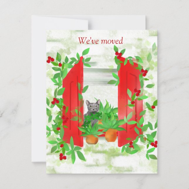 Cat in a Window New Home Flat Note Card (Front)