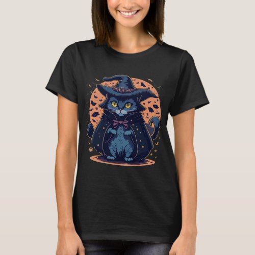 Cat In A Witch Hat T_Shirt