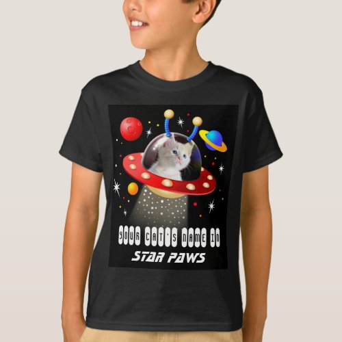 Cat in Alien Spaceship UFO Sci Fi Funny Kitty Film T_Shirt