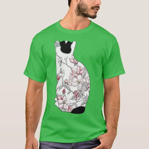 Cat in Apple Blossom Tattoo T_Shirt
