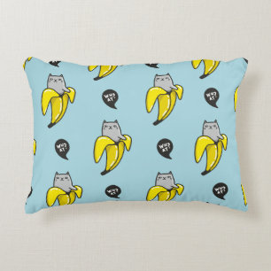 Cat in banana accent pillow