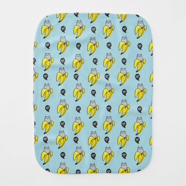 Cat in banana baby burp cloth (Front)