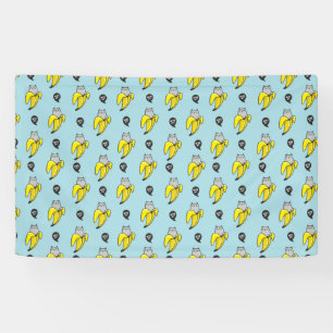 Cat in banana banner