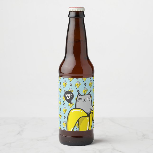 Cat in banana beer bottle label (Front)