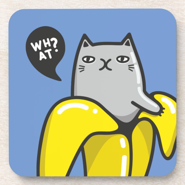 Cat in banana beverage coaster (Front)