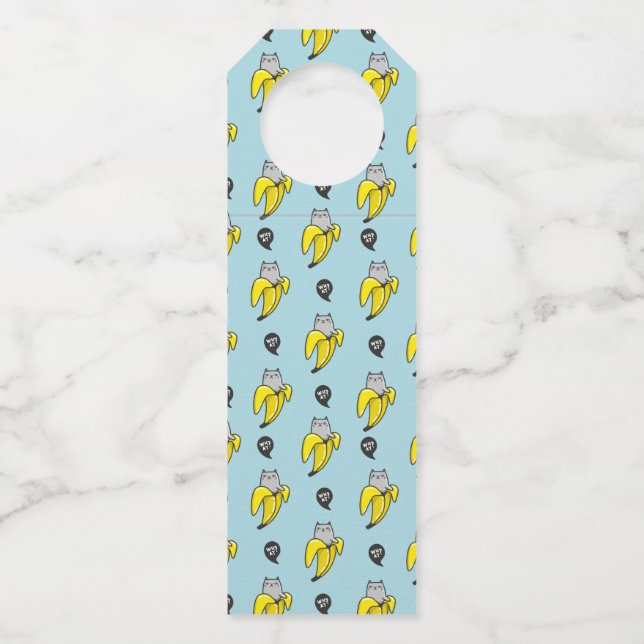 Cat in banana bottle hanger tag (Front)