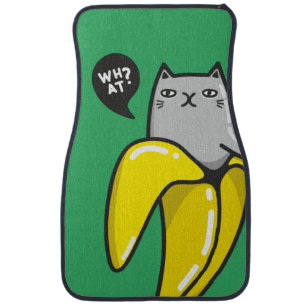 Cat in banana car floor mat