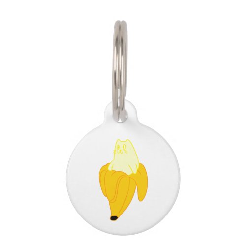 Cat in banana _ Choose background color Pet ID Tag