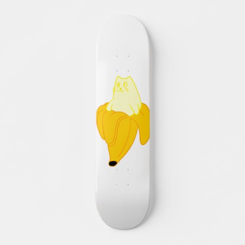 Cat in banana _ Choose background color Skateboard