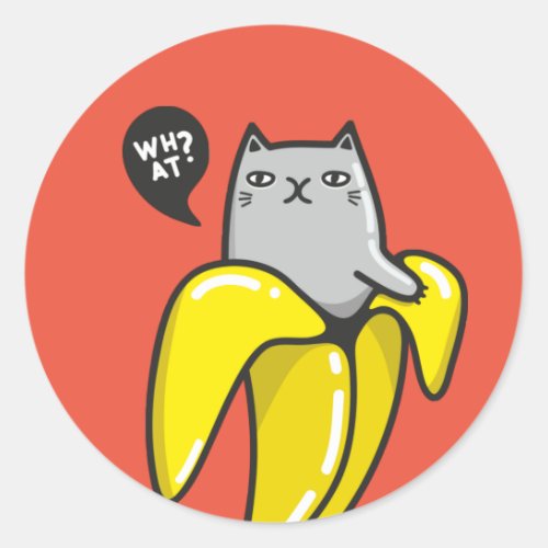 Cat in banana classic round sticker
