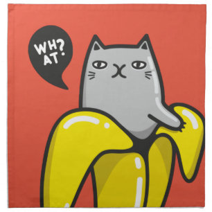 Cat in banana cloth napkin