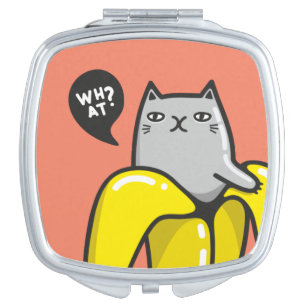 Cat in banana compact mirror