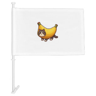 Cat in Banana Costume   Car Flag