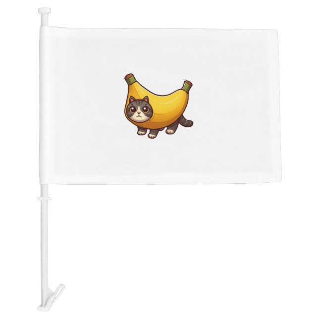 Cat in Banana Costume   Car Flag (Front)