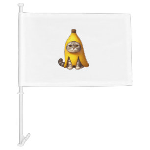 Cat in Banana Costume  Car Flag