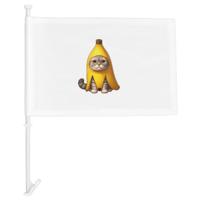 Cat in Banana Costume  Car Flag (Front)