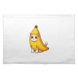 Cat in Banana Costume Cloth Placemat