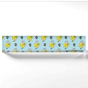 Cat in banana desk name plate