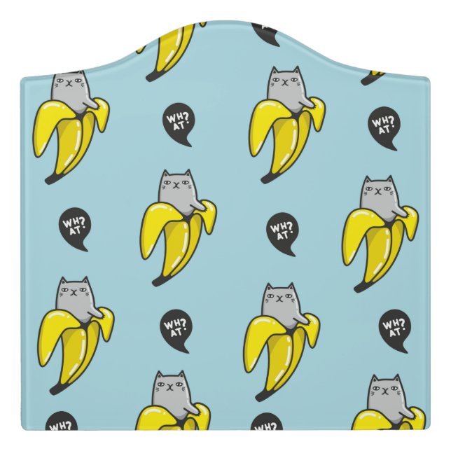 Cat in banana door sign (Large Crest Front)