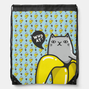 Cat in banana drawstring bag
