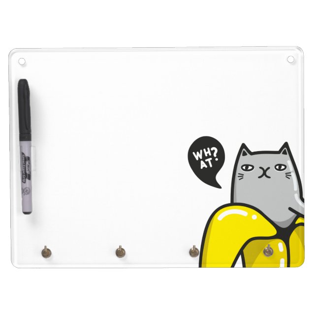 Cat in banana dry erase board with keychain holder (Front)