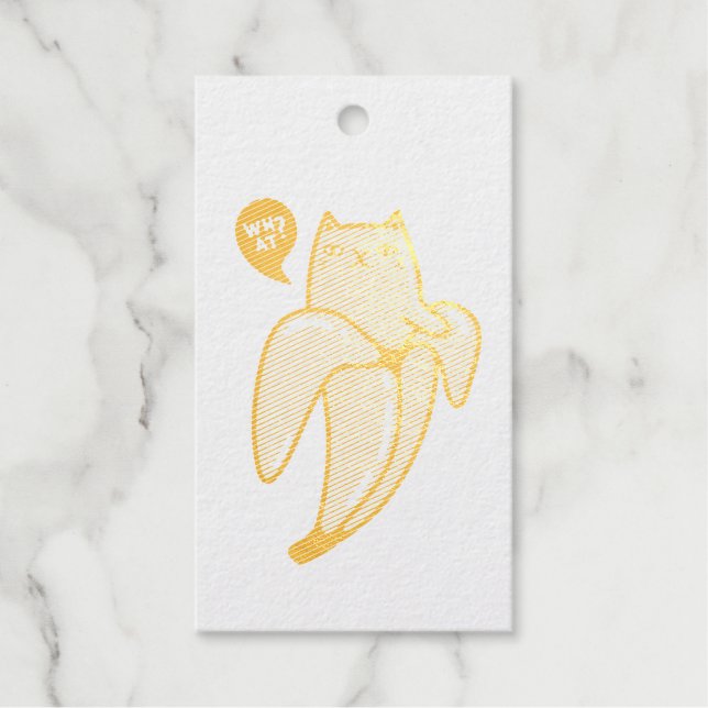 Cat in banana foil gift tags (Front)
