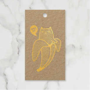 Cat in banana foil gift tags