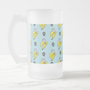Cat in banana frosted glass beer mug