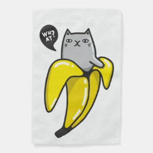 Cat in banana garden flag