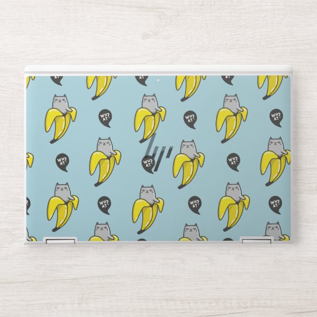 Cat in banana HP laptop skin (Front)
