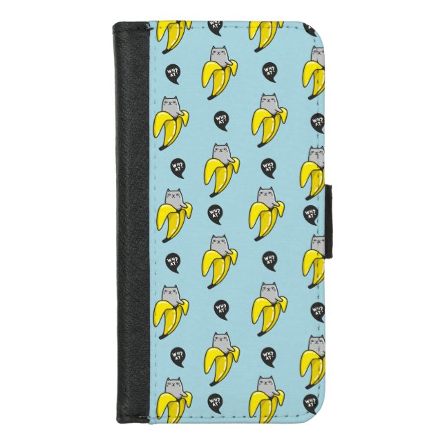 Cat in banana iPhone wallet case (Front)