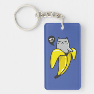 Cat in banana keychain