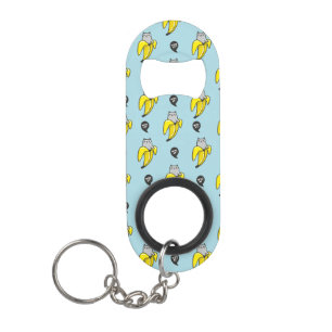 Cat in banana keychain bottle opener