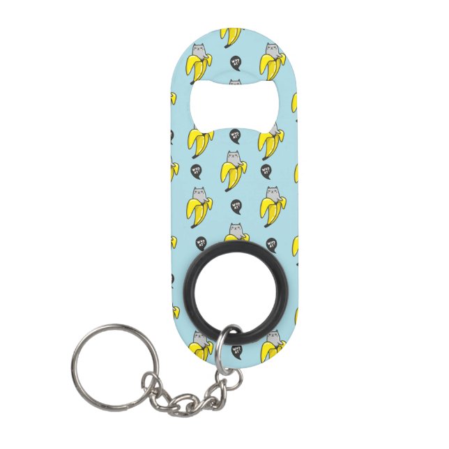 Cat in banana keychain bottle opener (Front)