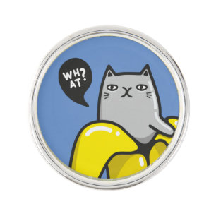 Cat in banana lapel pin