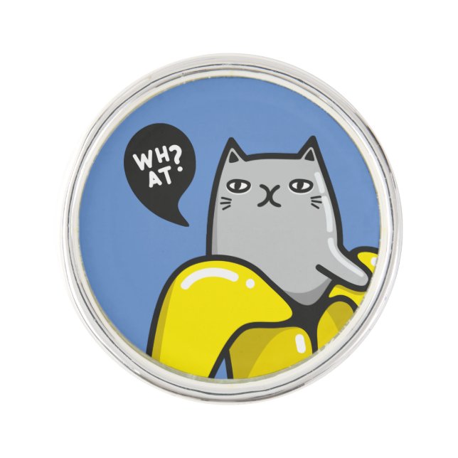 Cat in banana lapel pin (Front)