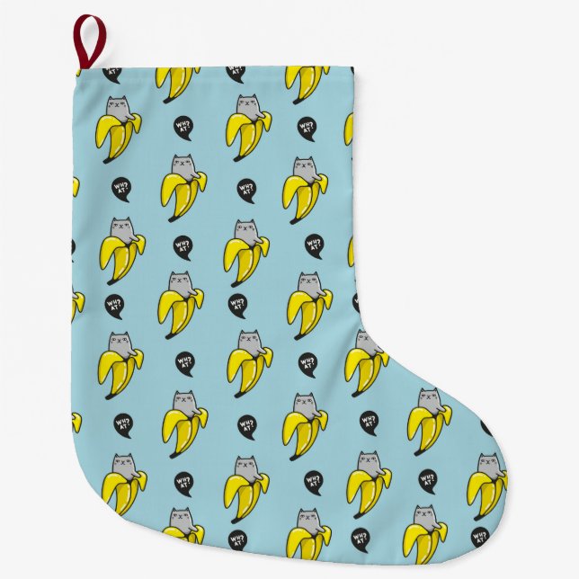 Cat in banana large christmas stocking (Front)