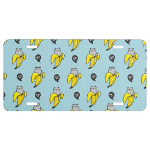 Cat in banana license plate