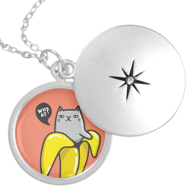 Cat in banana locket necklace (Front)
