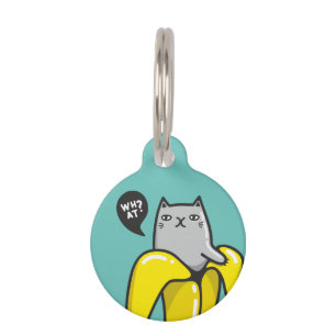 Cat in banana pet ID tag