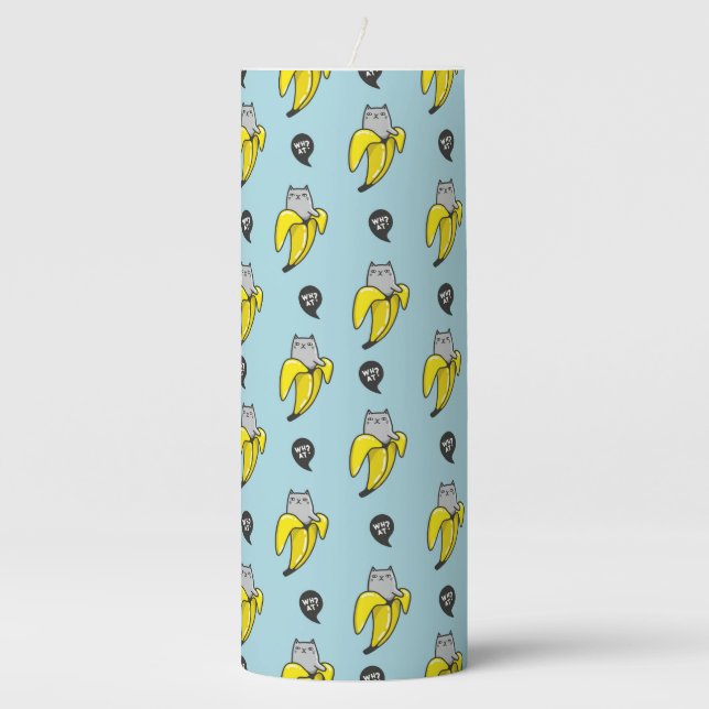 Cat in banana pillar candle (Front)