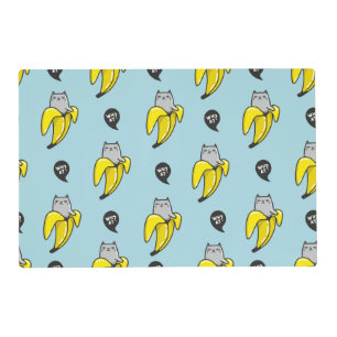 Cat in banana placemat