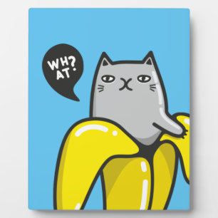 Cat in banana plaque