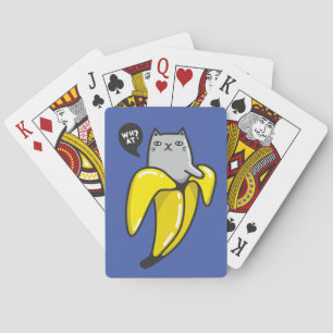 Cat in banana poker cards