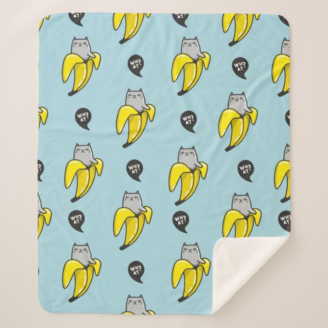 Cat in banana sherpa blanket (Front)