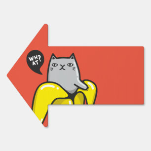Cat in banana sign