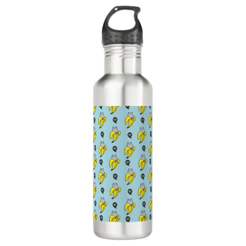 Cat in banana stainless steel water bottle